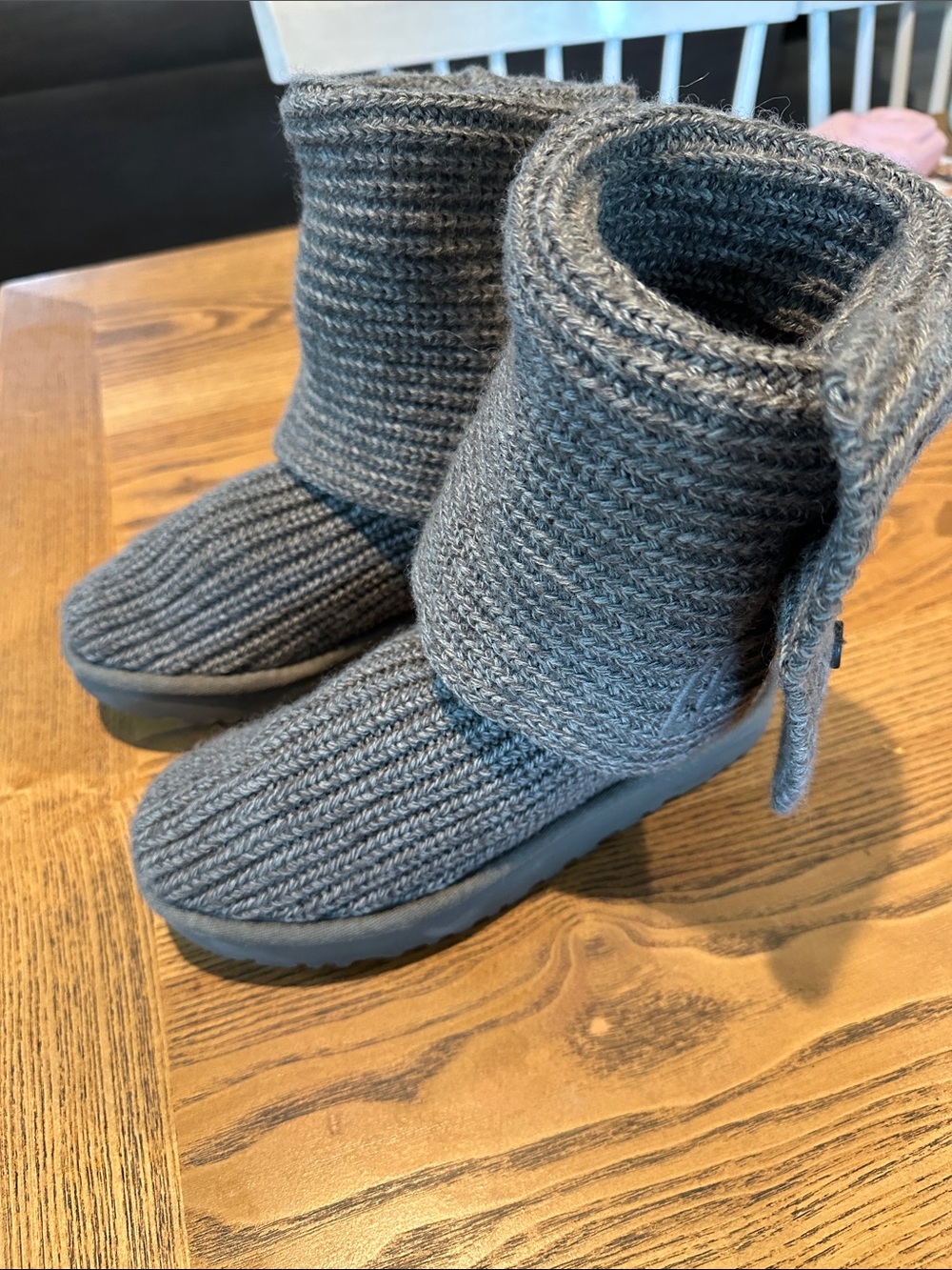 UGG Gray Knit Boot with Side Tie